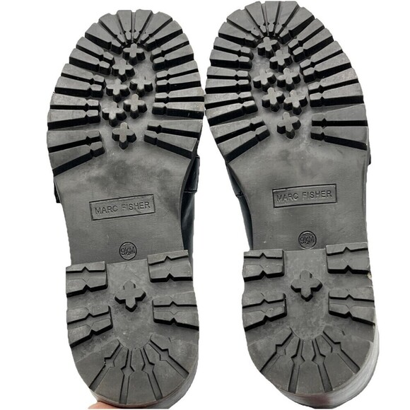 MARC FISHER Black Loafers Dancy 2 Womens 9.5 M Chunky Lug Sole Manmade y2k - Picture 8 of 10